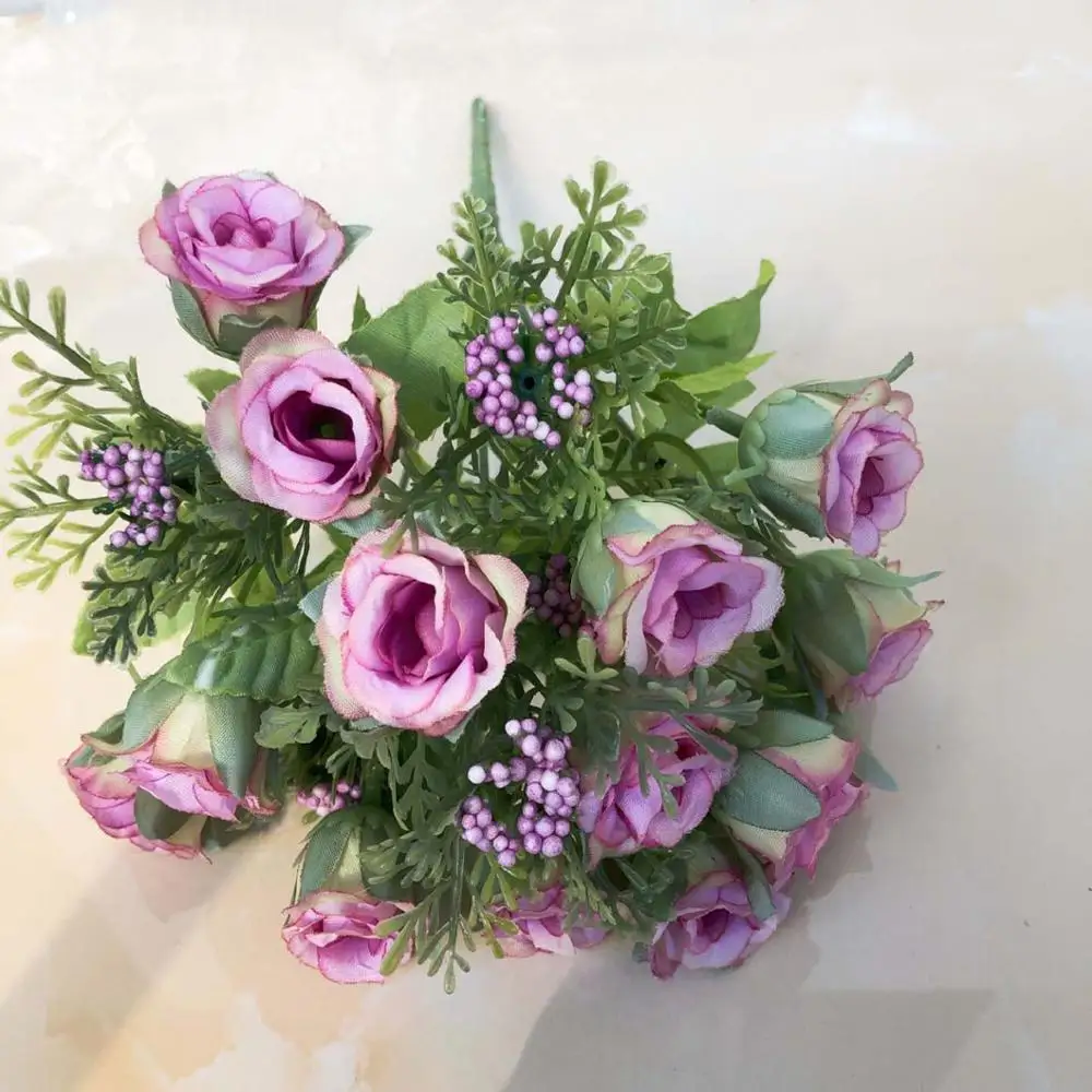 30 см розовый Искусственный Пион из шелка Букет цветов 15 головы и 6 бутон дешевые искусственные цветы для дома Свадебные украшения в помещении - Цвет: Purple