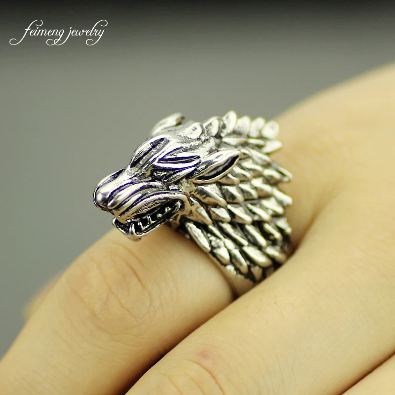 

Game of Thrones Stark Ring Classic Vintage Winter Is Coming The wolfhead gothic punk rings For Men Fashion Jewelry Accessories