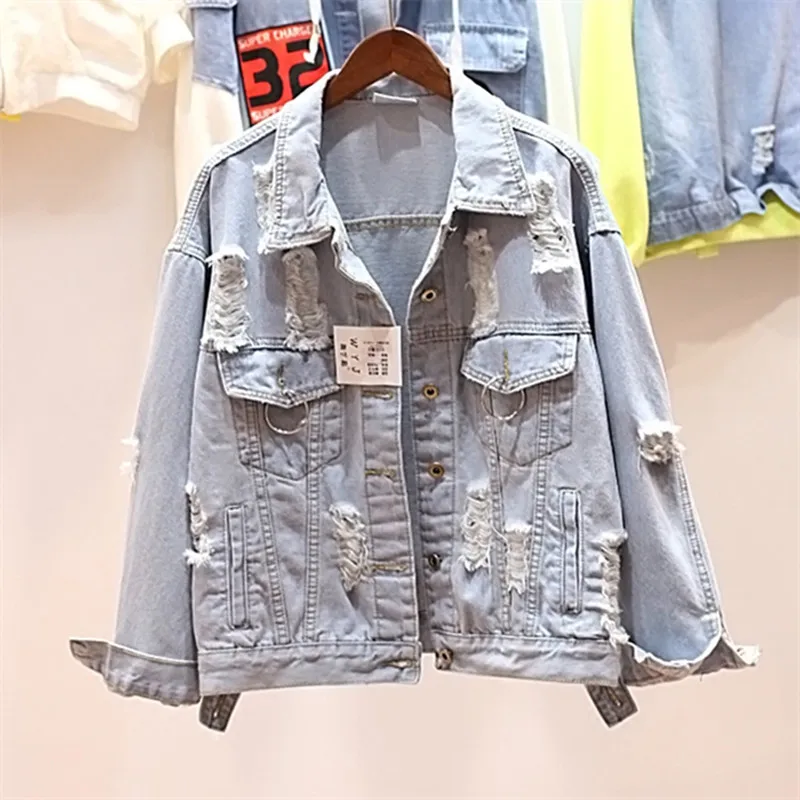 Женская джинсовая куртка с длинным рукавом свободного покроя|women denim jacket|denim jacket