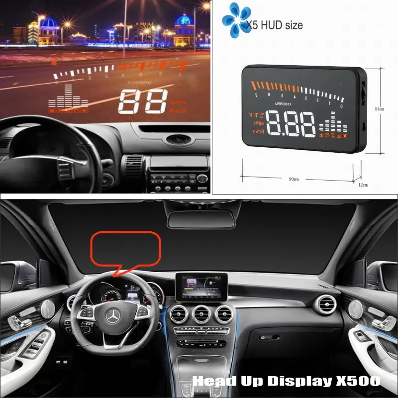 

Car HUD Head Up Display for Mercedes-Benz GLC 2015 2016- Saft Driving Screen Projector Refkecting Windshield