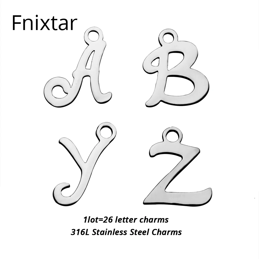 

Fnixtar Mini Alphabet Jewelry Stainless Steel A to Z Letter Metal Charms for Women DIY Jewelry Making Mini Charms 26pcs/lot