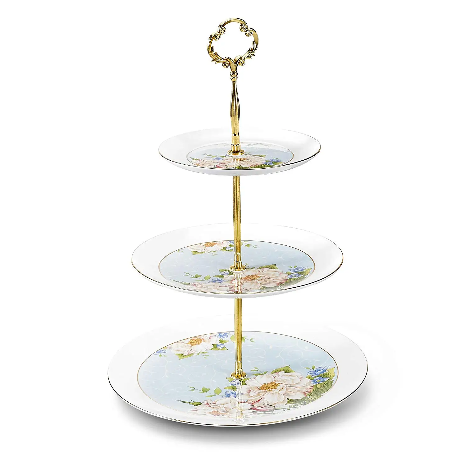 

Panbado Bone China 6" /8"/10" 3Layers Wedding Cake Plate Stand Set Dessert Fruits Display Placed Tool Birthday Party Cake Stand