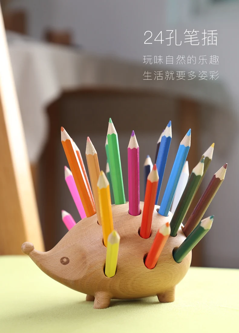 Джухд мультфильм карандашница Ежик Форма деревянной коробке животного Стиль украшения офиса милое простое забавные Дизайн детские