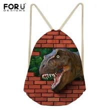 FORUDESIGNS/Новая модная сумка на шнурке для молодых девушек и мальчиков с 3D принтом динозавра для женщин и мужчин, детский мини-рюкзак, пляжная сумка