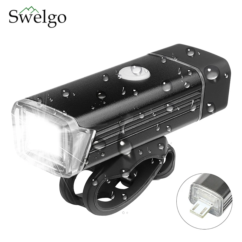 

Swelgo Bike Light USB Rechargeable Flashlight for Bicycle 4 Modes Front Headlight With Rear Led Lantern Cycling Light