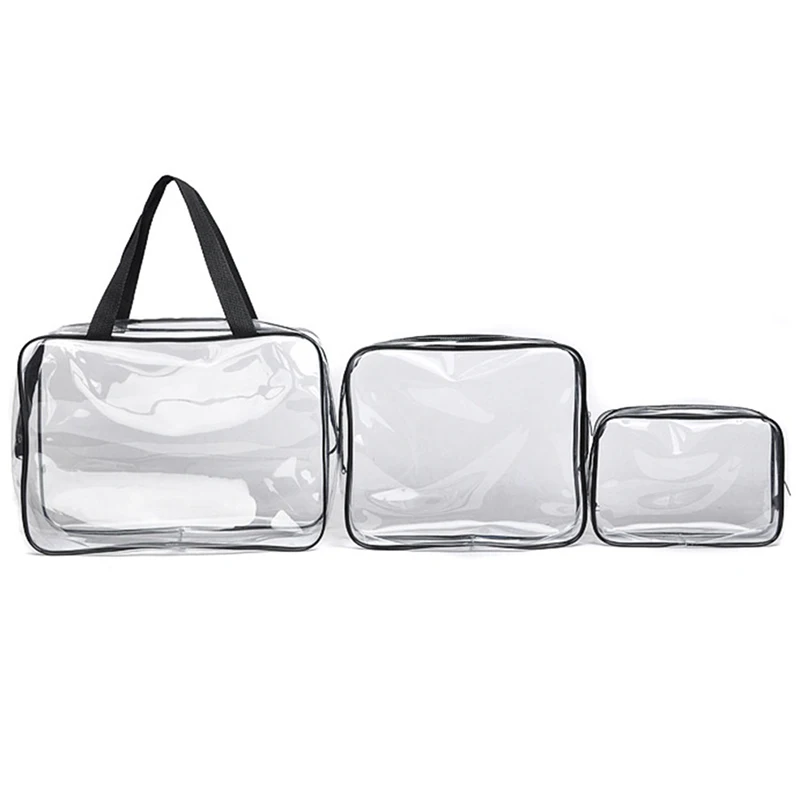 ETya, прозрачные ПВХ сумки, органайзер для путешествий, прозрачная косметичка, женская косметичка, чехол для туалетных принадлежностей, сумка для макияжа, моющиеся сумки - Цвет: Черный