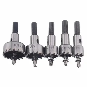 

5pcs HSS Hole Saw Tooth Kit Steel Drill Bit Set Cutter Cutting Tool For Metal Wood Alloy Installing Locks 16/18.5/20/25/30mm