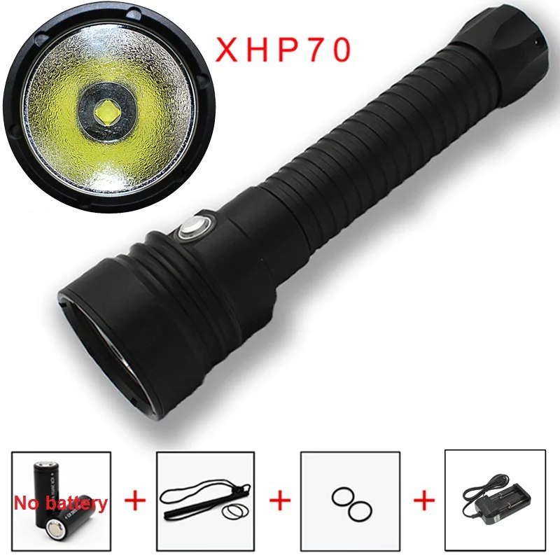 

KC fire DL0017B strong light diving torch 26650 battery XHP70 power display magnetically controlled stepless dimmer flashlight
