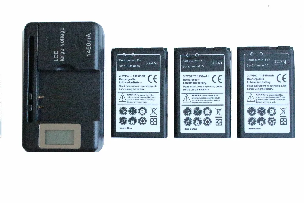 3x 1850mAh BV-5J / BV 5J BV5J Replacement Battery + LCD Wall Charger For Microsoft Nokia Lumia 435 Lumia435 532 RM1069 1071 | Мобильные