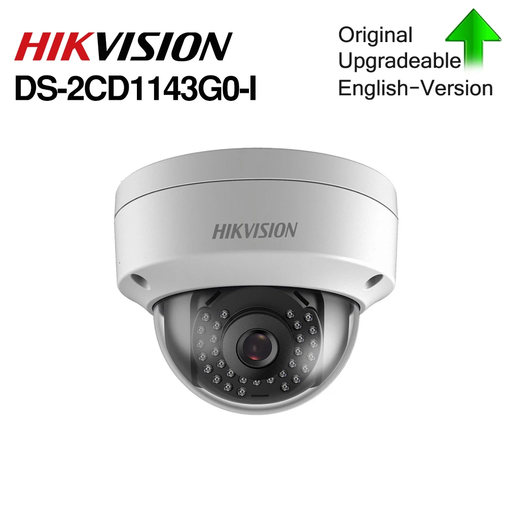 

Hikvision 4MP PoE IP Camera DS-2CD1143G0-I Network Dome CCTV Cameras 30M IR security camera P2P Remote Access ip67 ik10