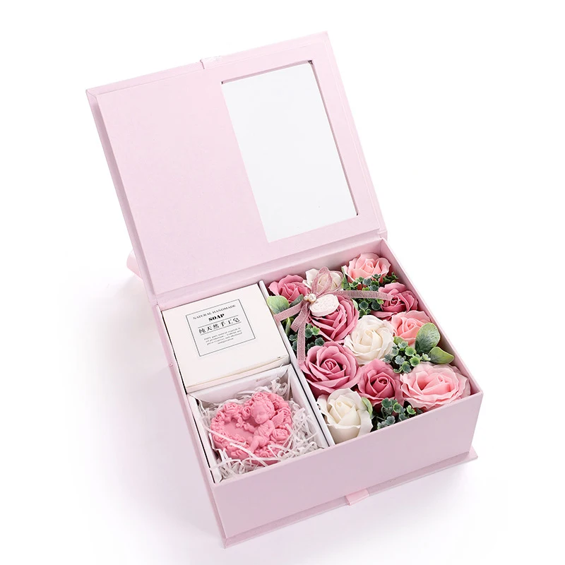 JAROWN Artificial Soap Flower Rose Gift Box Wedding Souvenir Valentine's Day Creative Birthday Novelty Gift Rose Soap Home Decor (2)