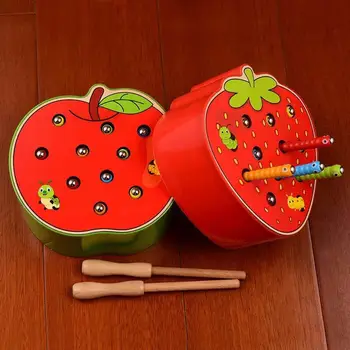 

Montessori For Kid Wooden Magnetic Catch Worm Game Children's Early Educational Gifts For Girls Boys Shipping From Russia