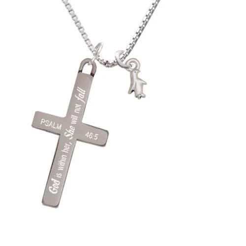 Mini Penguin - She will not Fall - Cross Necklace (1)