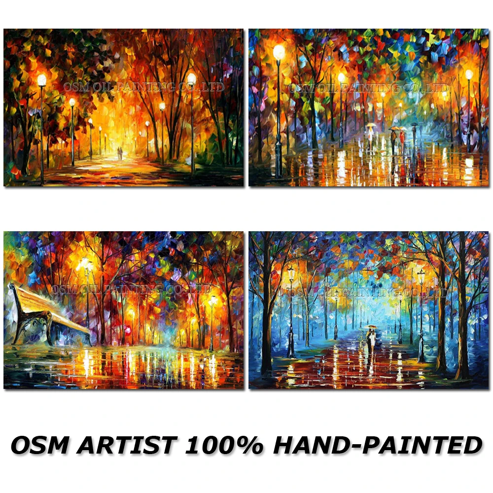 

Rank Top Artist 100% Hand-painted Modern Rainy Streetscape Oil Painting On Canvas Beautiful Knife Rainy Landscape Oil Paintings