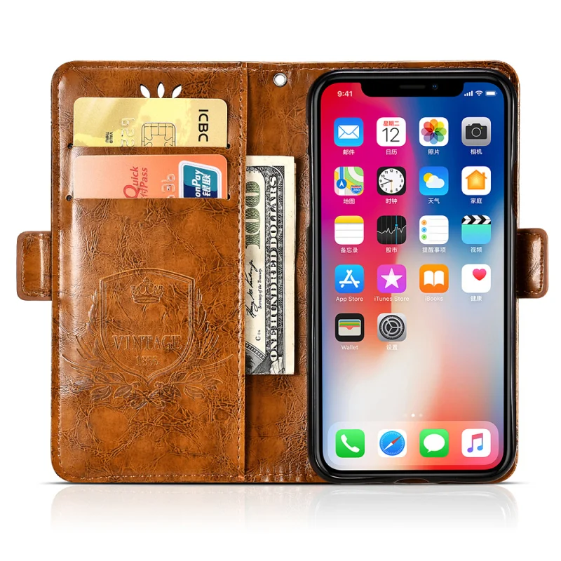 For OPPO A5s Case Luxury Vintage Flip Wallet Leather Fundas Cover for OPPO A5s Phone Case with Card Holder Accessories