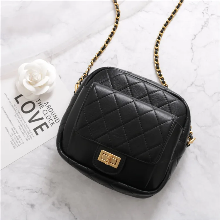 

Top Quality Cow Leather Bag Women Luxury Brand Design Double Flap Bag Classic Woc Plain Cross Body Shoulder Chains Bag