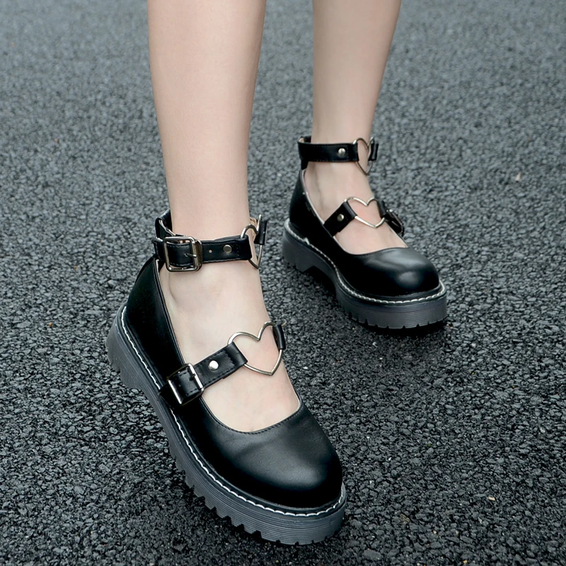 Обувь в японском винтажном консервативном стиле Mori Girl с круглым носком на платформе JK; обувь Лолиты для студентов; обувь из искусственной кожи