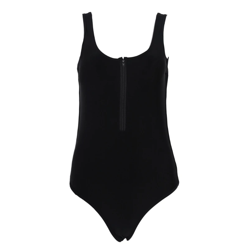 

V neck Zipper One-Piece Swimsuit High Cut Swimwear Women Bikini Low Cut Maillot