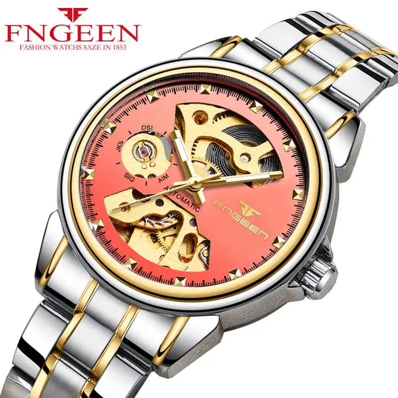 

FNGEEN Women Watches Mechanical Automatic Wristwatch Luxury Brand Clock Watchband Stainless Steel Watch Female Gear Relojes para