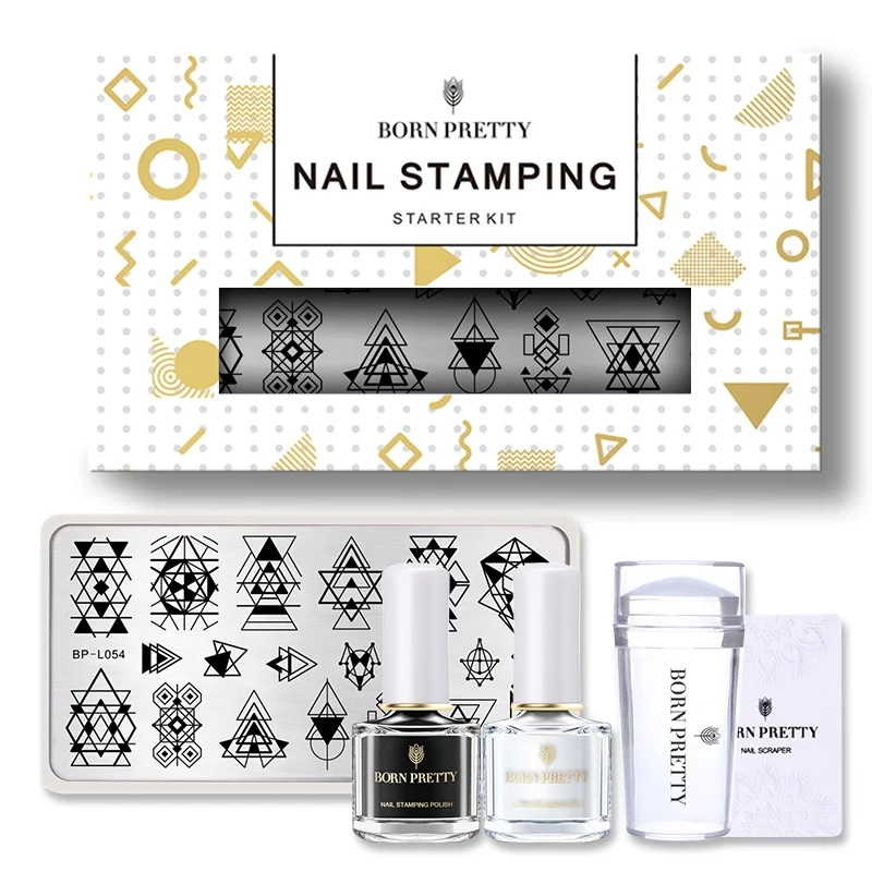 

BORN PRETTY 1 Set Nail Stamping Kit Including Nail Stamping Polish + Nail Stamping Plate + Nail Clear Jelly Stamper Scraper