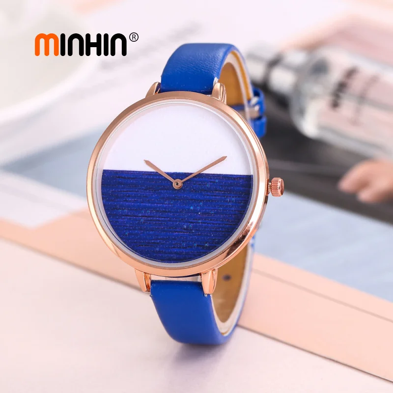 

MINHIN Hot Sale Women Casual Watches Special Design Leather Band Fashion Bracelet Watches Quartz Analog Students Watch