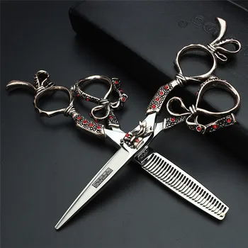 

sale 6" black japan hair scissors teflon shears cheap hairdressing scissors barber thinning scissors hairdresser razor haircut