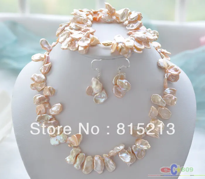 

ddh00742 18mm PINK lamina KESHI REBORN PEARL NECKLACE BRACELET EARRING