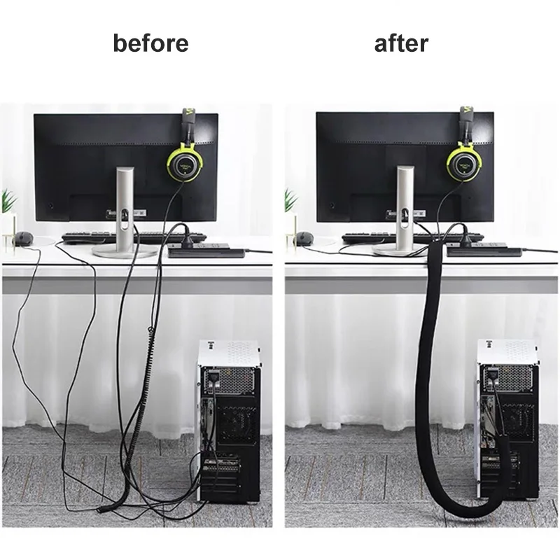 Neoprene Cable Cover Organizer Cord Storing Hiding Cable Sleeve for TV Computer Wire Finishing And Storage Cover XH8Z cable organizer storage organizer