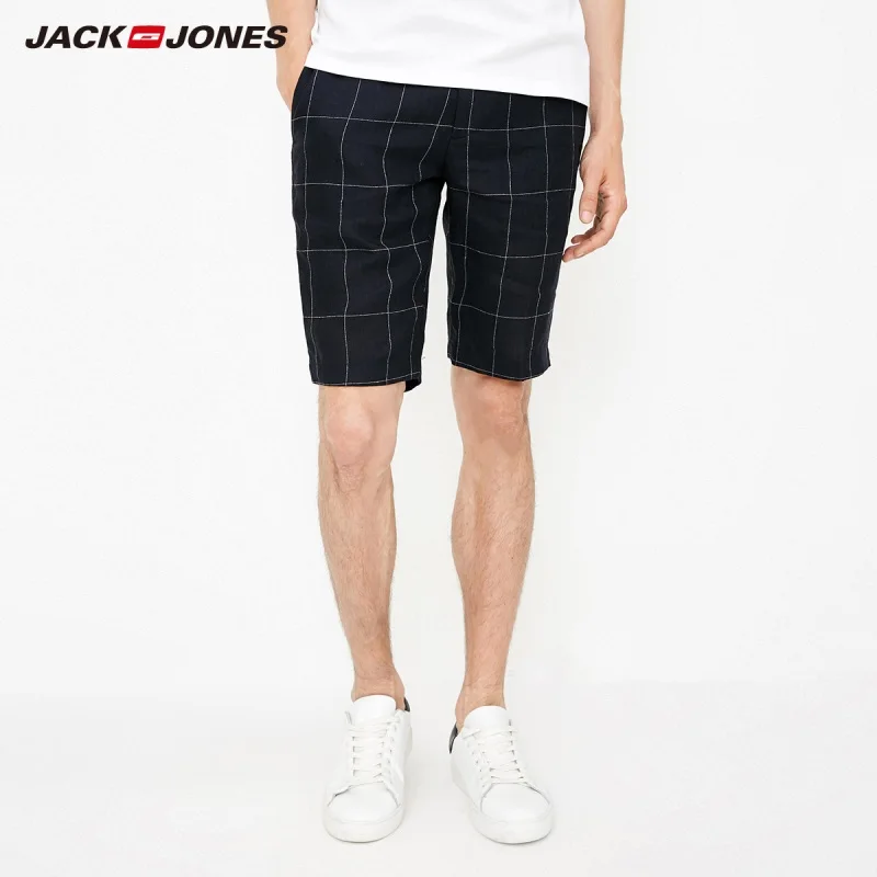 Мужские льняные клетчатые шорты JackJones E | 218215539