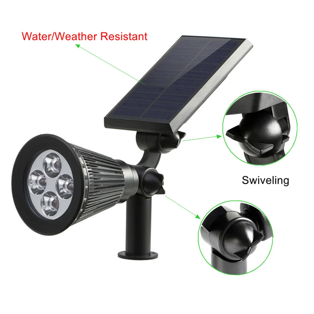 

2 Pcs Solar Spotlights 4 LED Landscape Solar Lights Outdoor Waterproof Garden Lawn Lamp HVR88