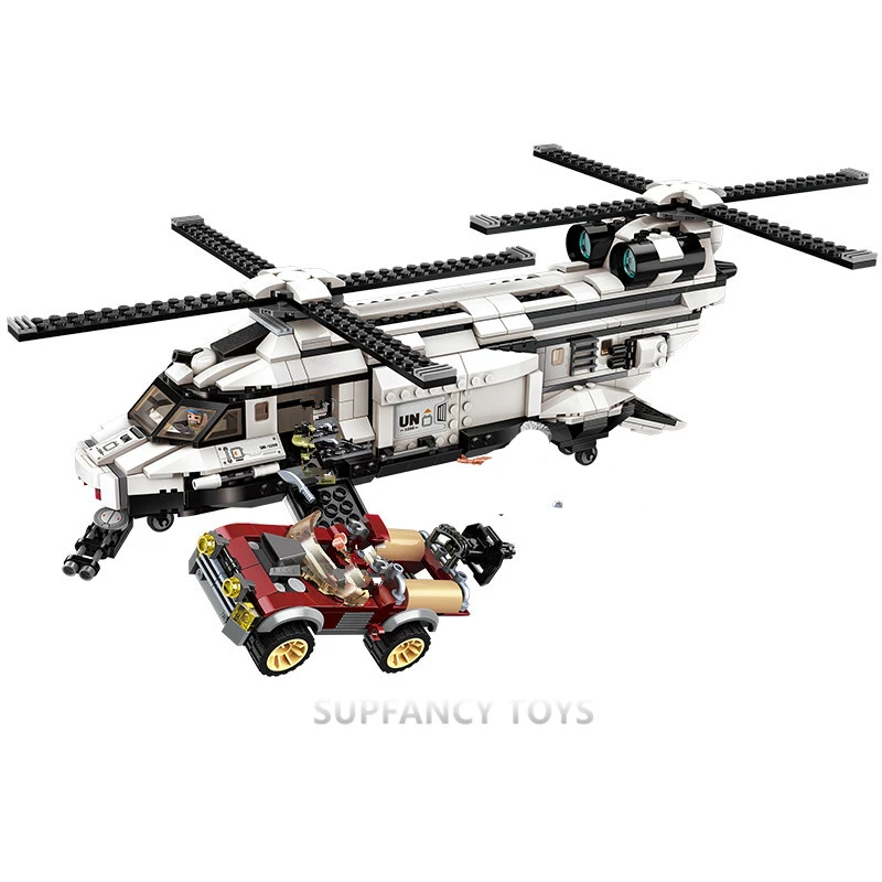 

648Pcs Military War City Double Paddle Helicopter Thunder Mission Army Building Blocks Toys For Children