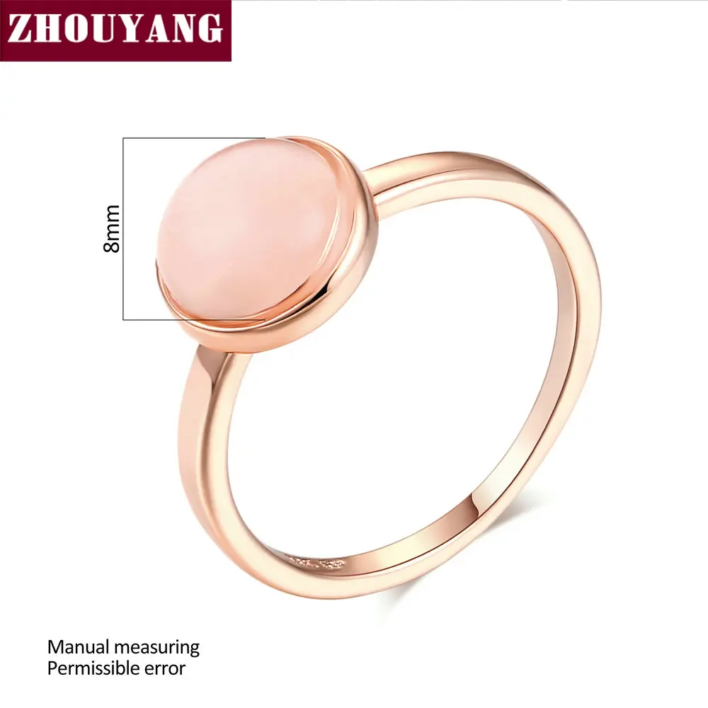 ZHOUYANG Ring For Women Lady Style Concise Semi precious Stone Cat's Eye Stone Rose Gold Color Fashion Jewelry Gift ZYR153 images - 6