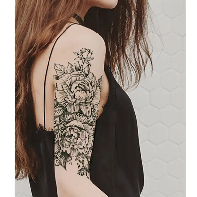 New Waterproof Temporary Tattoo sticker old school rose pattern tattoo