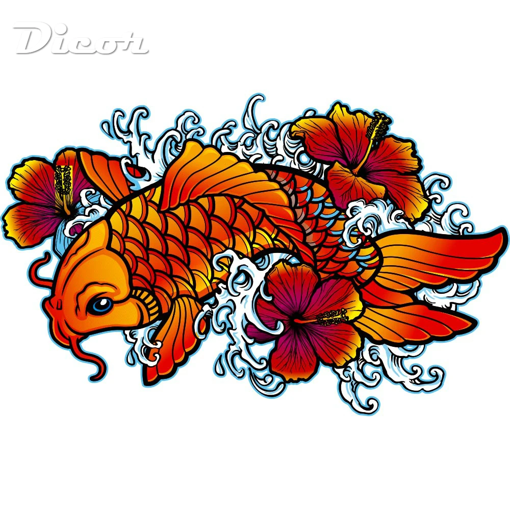 

Ukiyo-e Carp 3D Floor Stickers Stained Colorful Lucky Fish Mascot Flowers Wave Wall Art Decal Mural Etiqueta de la pared 2019S9