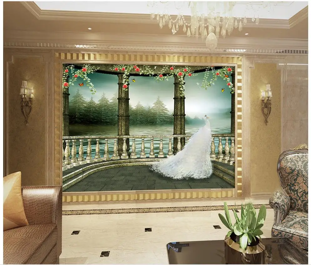Aliexpress.com : Buy Beautiful white peacock 3d background wall window mural wallpaper Home  Aliexpress.com : Buy Beautiful white peacock 3d background wall window mural wallpaper Home