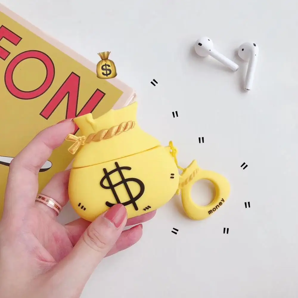 

Money Bag Dollar Fortune Ring Chain Soft Silicone Case Cover For AirPods