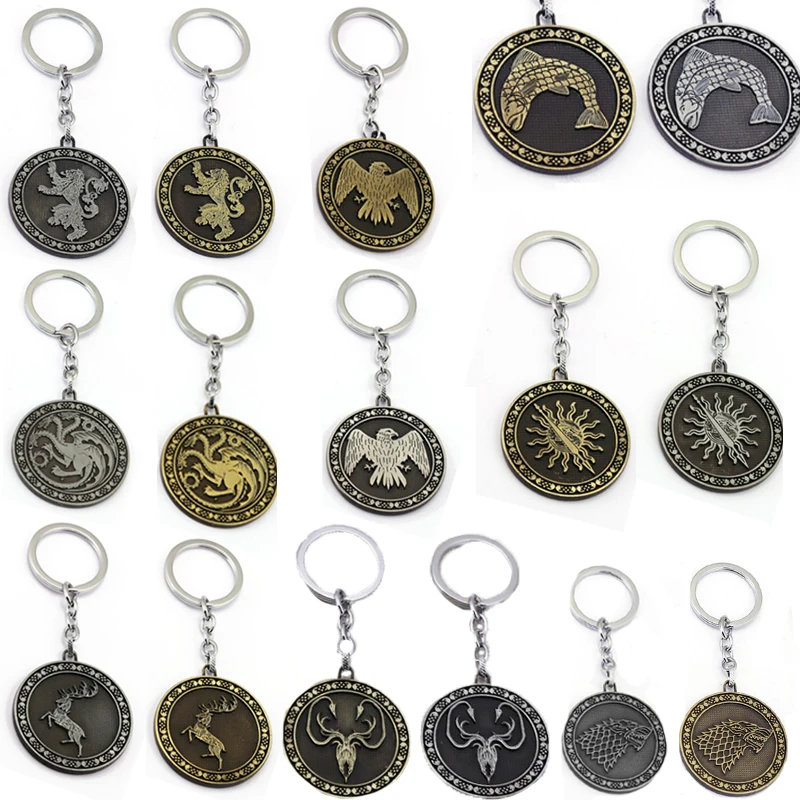 

Game of Thrones Keychains House Stark Wolf Pendants Key Chains A Song Of Ice And Fire Dragon Keyring Souvenirs Gift Men Women