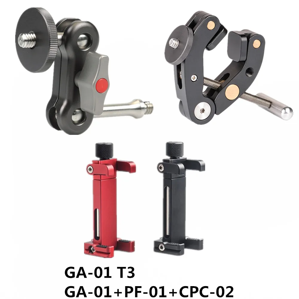 

SUNWAYFOTO GA-01 T3 suit with GA-01 Magic Arm and PF-01 Titan Clamp and CPC-02 Professional Desk Mobile Phone Clamp