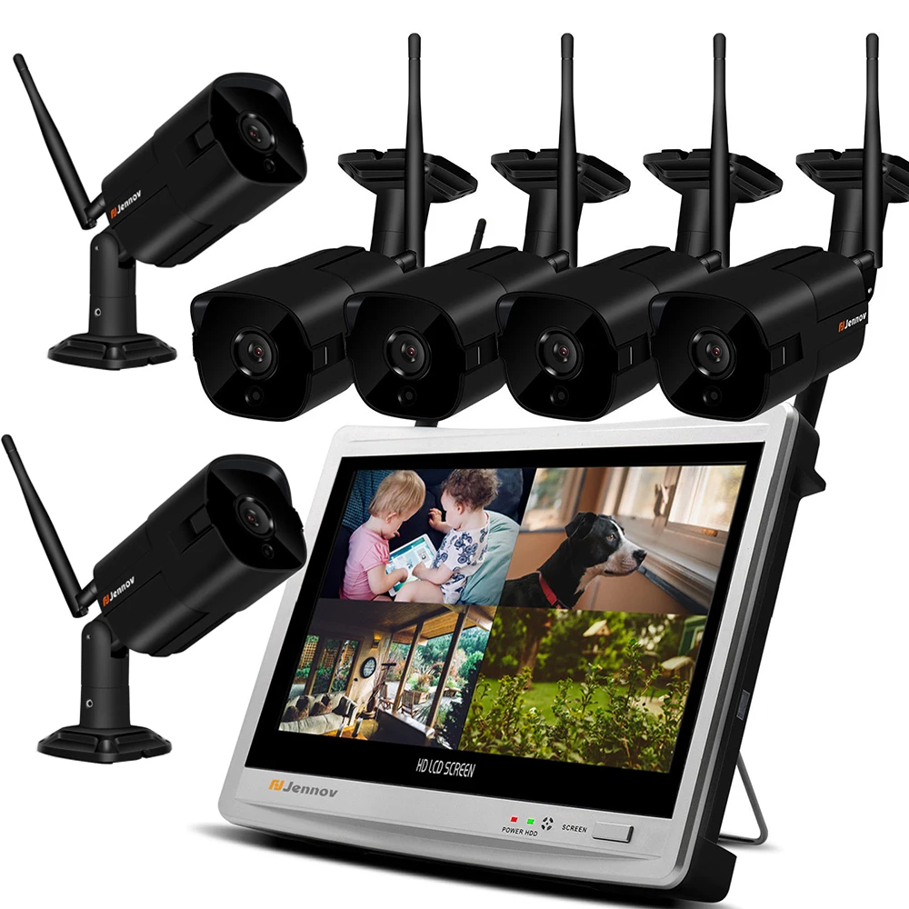 

Einnov 1080P 2MP 12"LCD Monitor CCTV NVR Kit Video Surveillance Wifi Outdoor Wireless Security Cameras Set IP Camera IR Light HD