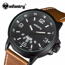 Infantry reloj para hombre marca de moda 3d hombres de la cara del reloj de cuarzo resistente al agua deporte militar relojes correa de cuero relojes hombre 2017