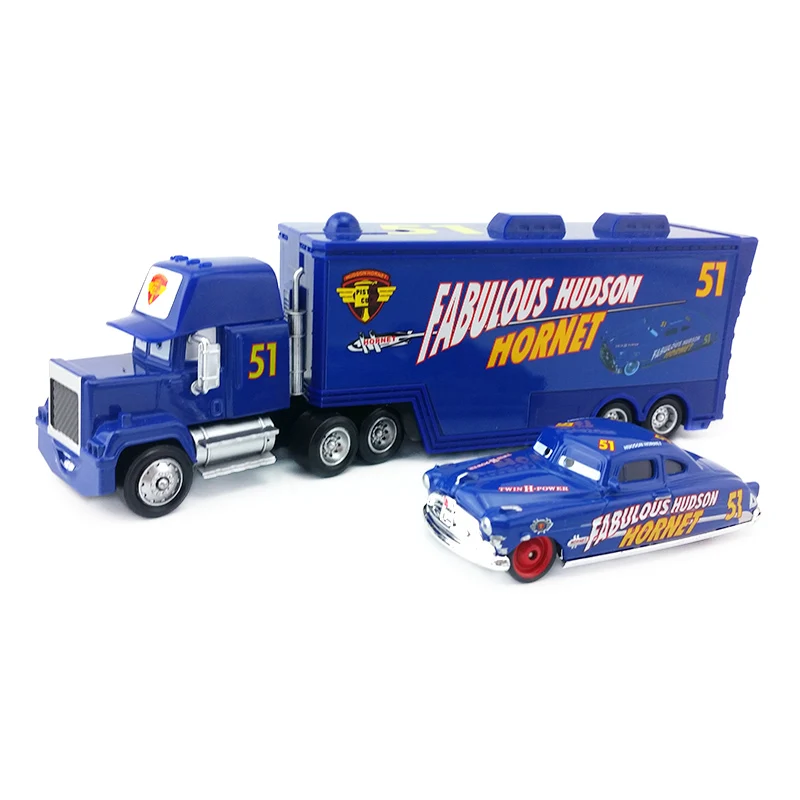 Disney Pixar Cars 2 шт./компл. Lightning McQueen Mack Uncle Truck The King Чико Хикс модель игрушечной машины 1:55 Свободные Новые дети мальчик подарок - Цвет: Mack and Hudson