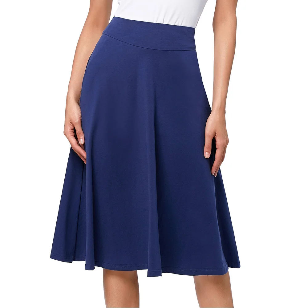 

Midi Skirts Women Summer Autumn Clothing 2018 High Waist Pleated Black Blue Skirt Elegant Vintage Casual Short Swing Skirt Saia