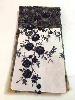 

High qualitu dark blue african tulle lace with beautiful sequins fabric New design nigerian lace fabric
