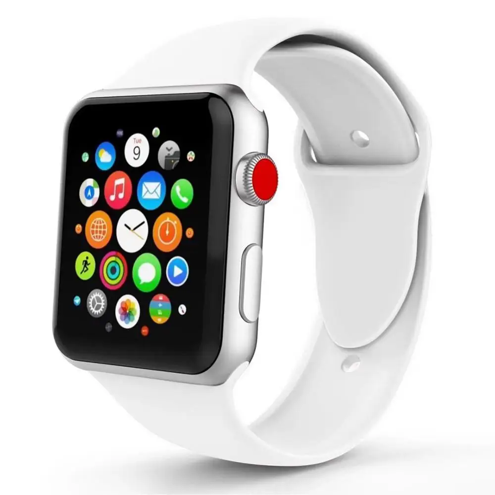 White Ремешок для спортивных часов для Apple Watch Band 42 мм/44 мм сменный силиконовый браслет S/M/L ремень ремешок для iwatch 1 2 3 4 38 мм/40 мм - Цвет ремешка: White