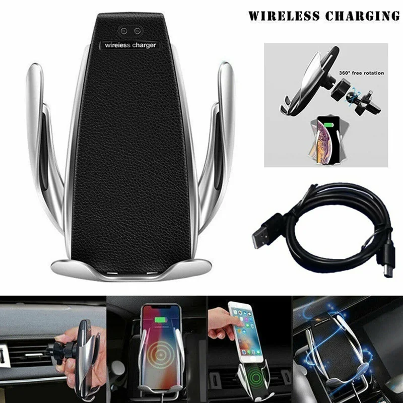 10W Wireless Car Charger S5 Automatic Clamping Fast Charging Phone Holder Mount in Car for iPhone xr Huawei Samsung Smart Phone 10W Wireless Car Charger S5 Automatic Clamping Fast Charging Phone Holder Mount in Car for iPhone xr Huawei Samsung Smart Phone