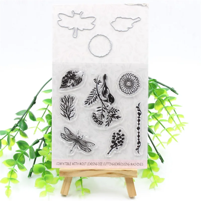 

ZFPARTY Dragonfly Transparent Clear Silicone Stamp and Cutting Die set for DIY scrapbooking/photo album Decorative card making