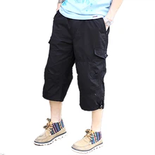 Улица карман однотонные шорты Для мужчин плюс Размеры длинные летние Для мужчин Повседневное короткие бермуды Masculina грузов Для мужчин s шорты для тренировок армии 60D0010