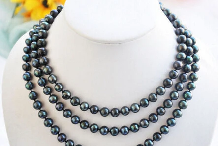 

song voge gem nanJ0462 peacock black round freshwater pearl necklace