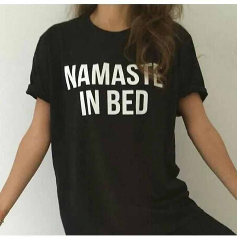 Футболка из хлопка размера плюс 4XL с надписью namaway In Bed забавная принтом