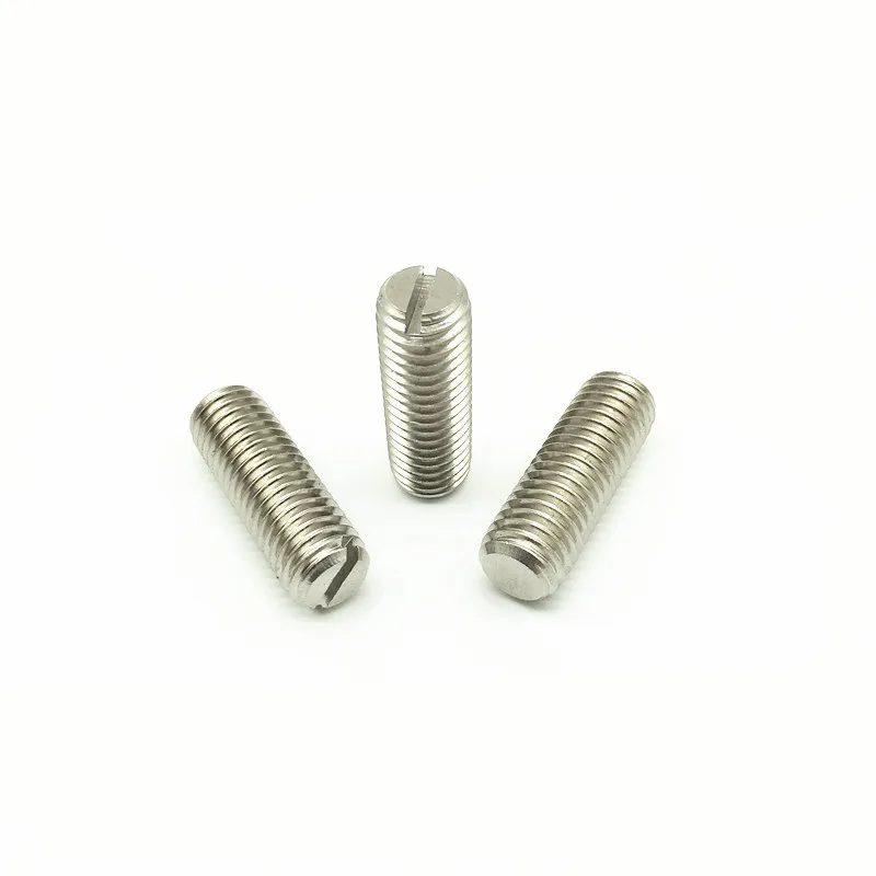 M10 Stainless Steel Slotted Headless Screws Grubs Flat Bolts End